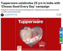 Tupperware celebrates 25 yrs in India with ‘Choose Good Every Day’ campaign