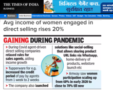 Average income of women engaged in direct selling rises 20%